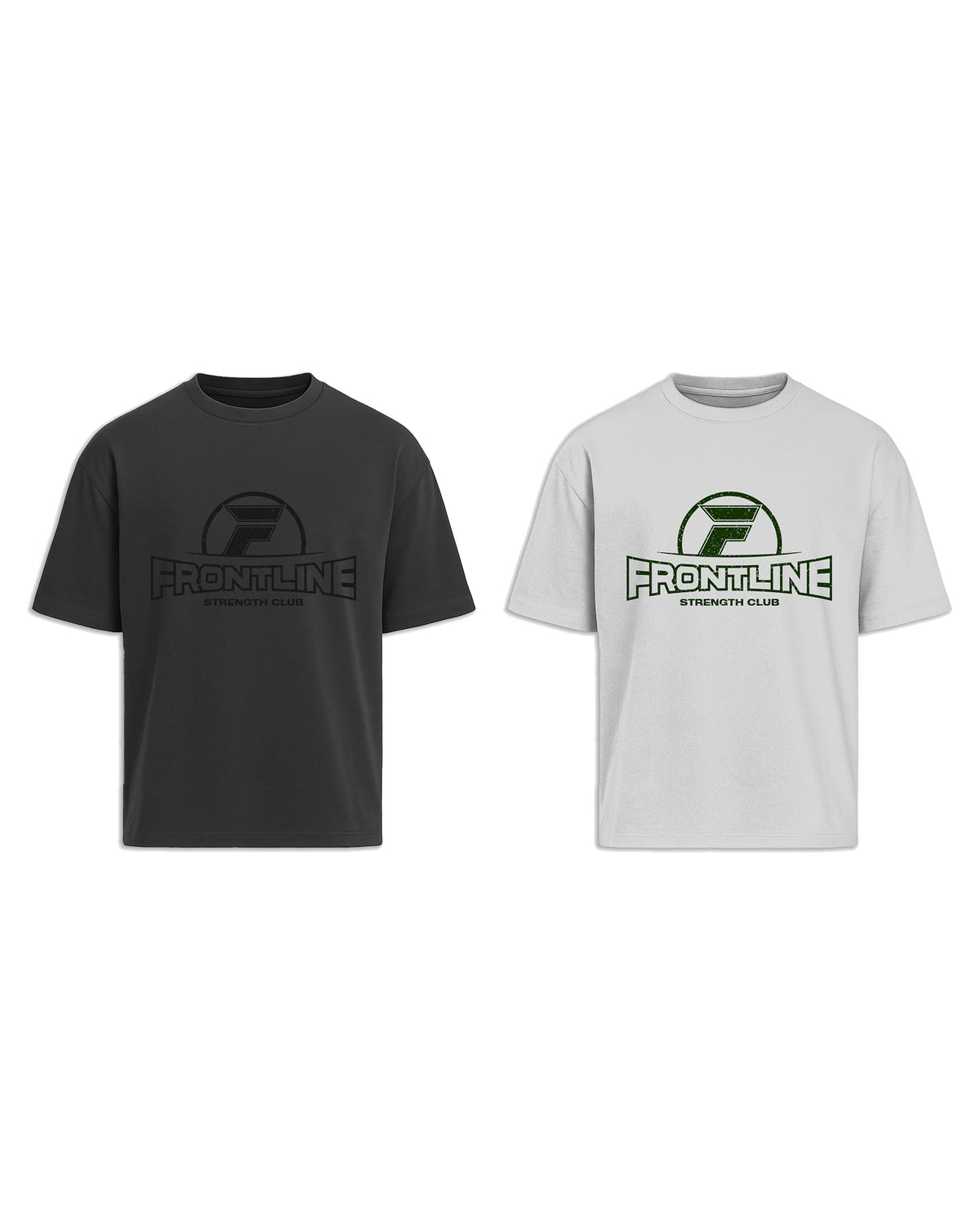 Strengthclub T-Shirt zwart en wit naast elkaar