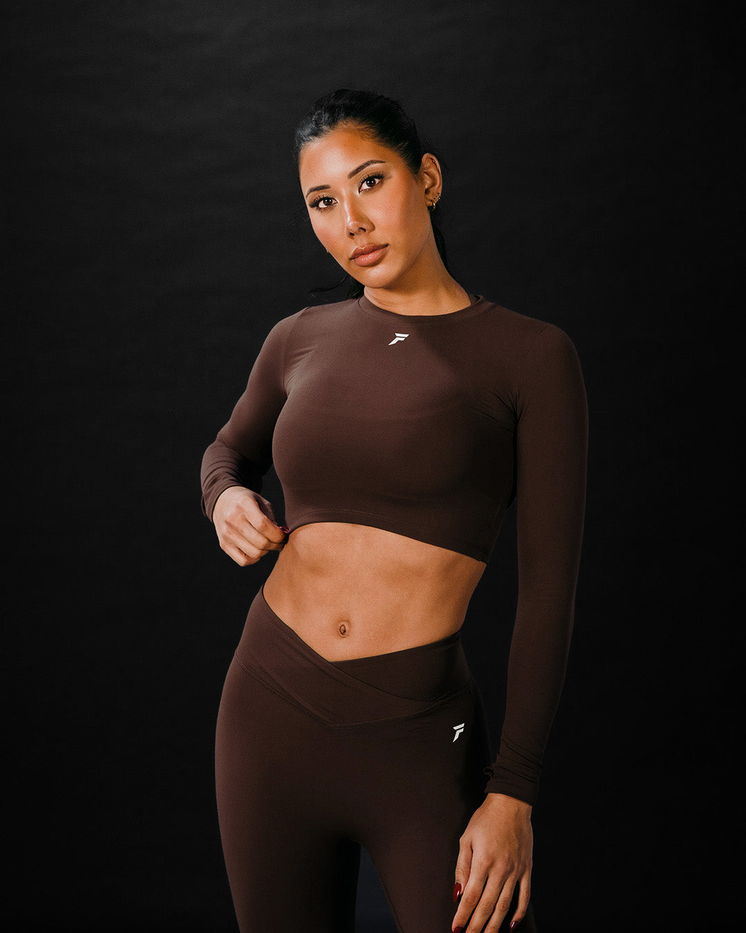 Vital Long Sleeve Crop Top Espresso Brown
