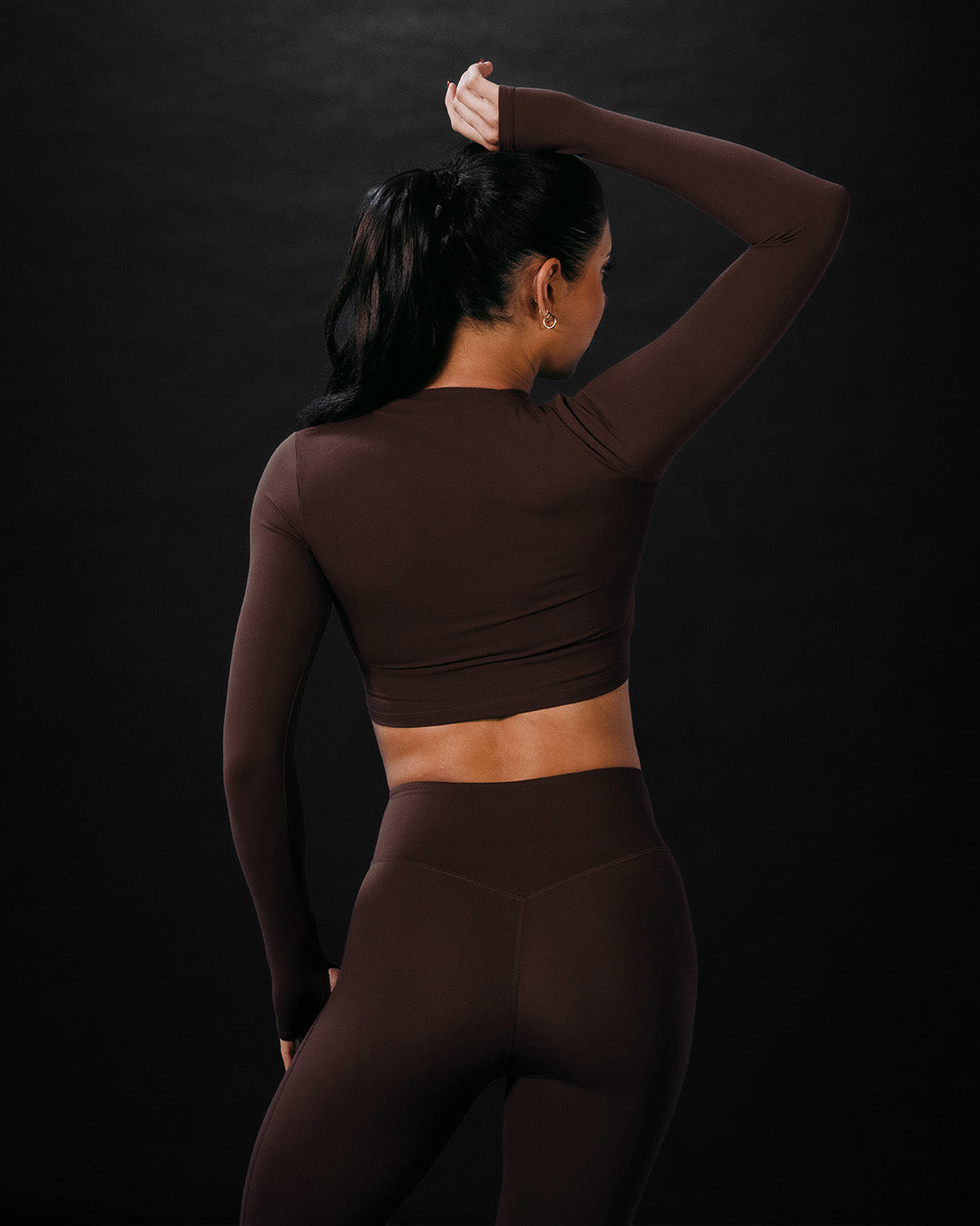 Vital Long Sleeve Crop Top Espresso Brown