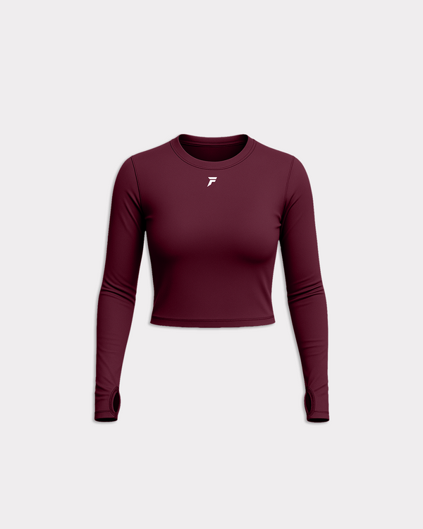 Vital Long Sleeve Crop Top Burgundy