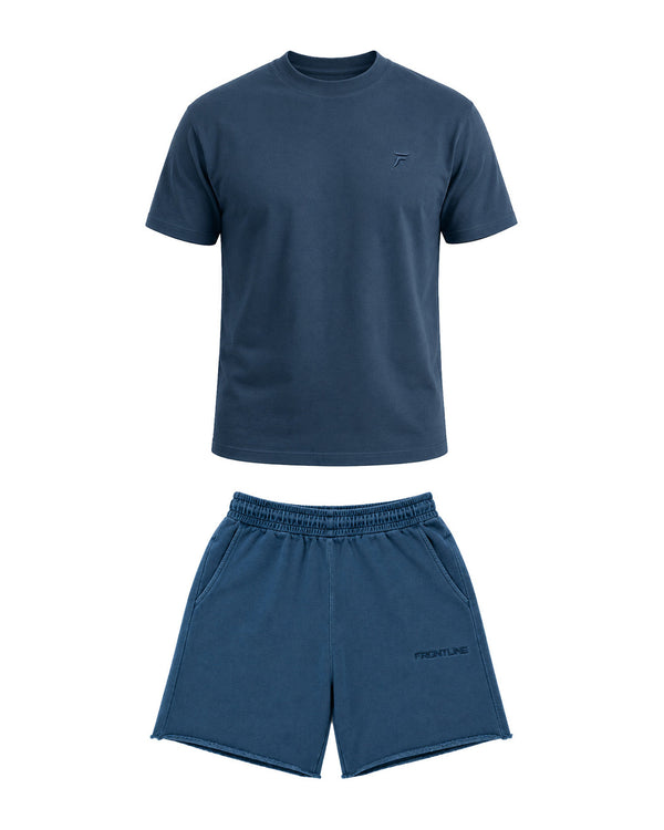 Wave Set Navy Blue: navy shirt en navy shorts