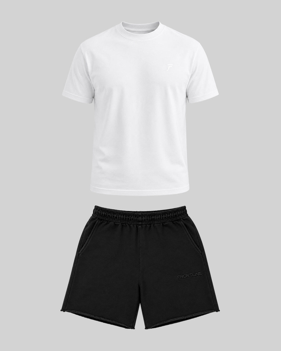 Wave Set White/Black: wit shirt en zwarte shorts